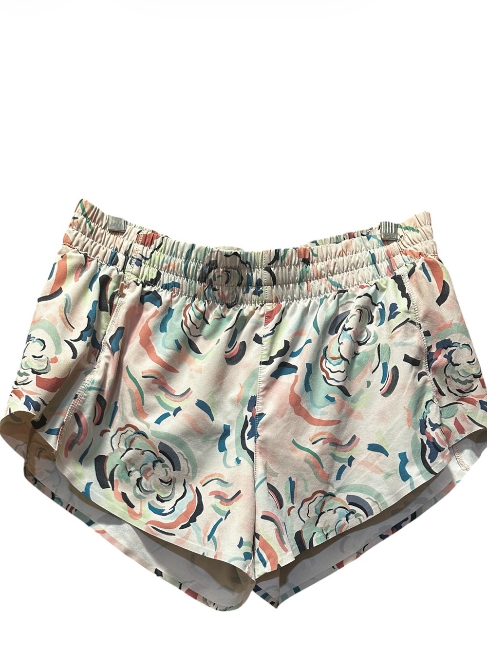 Athleta Ruffle On Back, Floral Athletic Shorts - Cream, Mint, Coral, Navy
